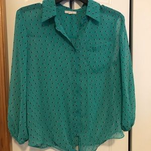 Teal green long sleeve blouse